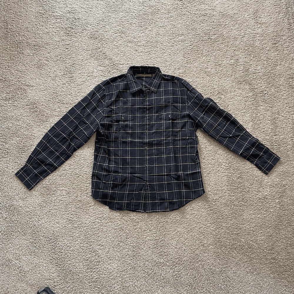 Perry Ellis Men's Multi Check Long Sleeve Shirt XL Blue/White/Green